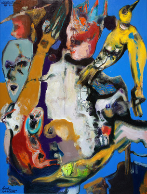 Andrzej Kasprzak Inspiration VI, oil,oil pastel,acrylic,canvas,90x70cm,2023 #AK36